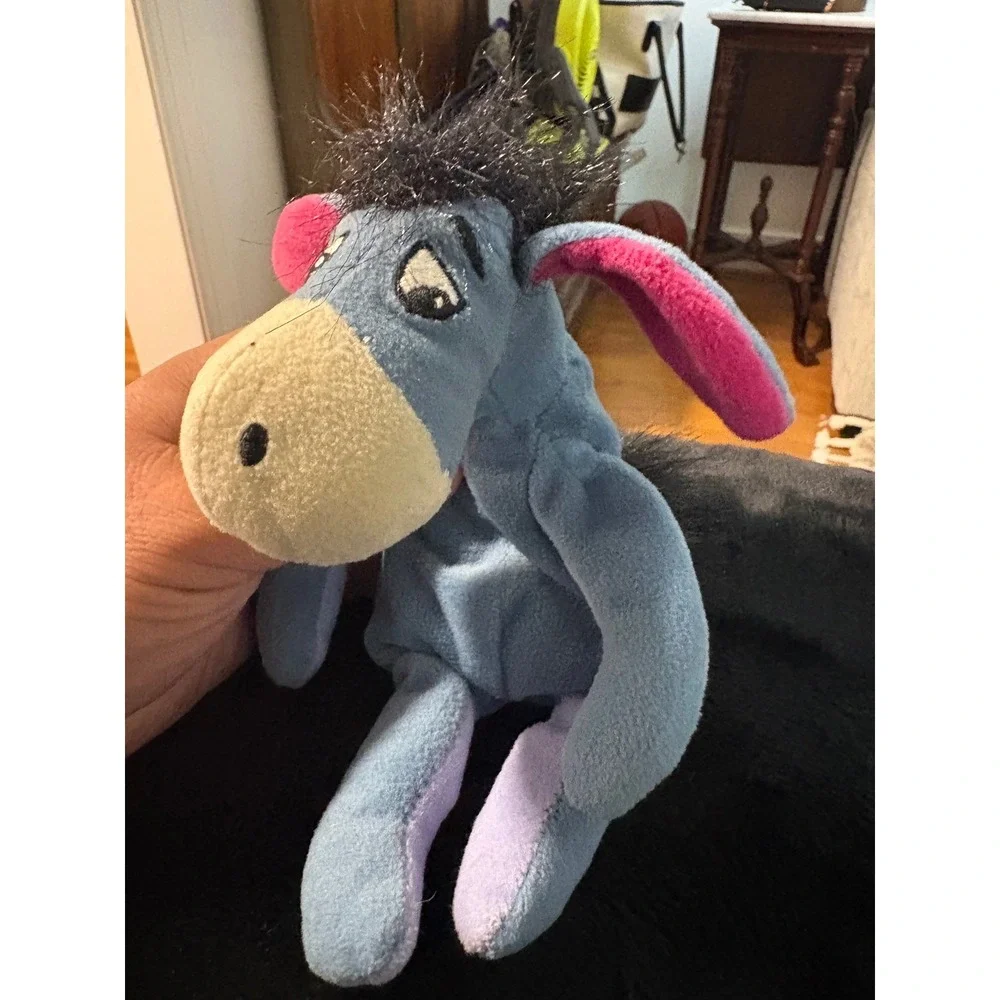 Disney Eeyore Plush Bean Bag Toy Winnie the Pooh Blue Grey Pink Ears 8 Inch